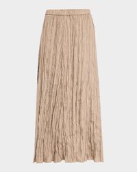 A-Line Crinkled Silk Maxi Skirt