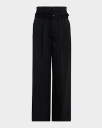 Men's High-Rise Wide Trousers with Belt