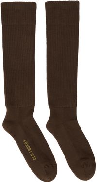 Rick Owens Chaussettes hauteur genou brunes