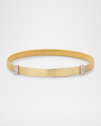 18K Yellow Gold Coil Thin Bangle Bracelet with Pavé Diamonds