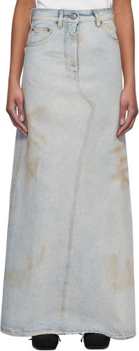 MM6 Maison Margiela Blue Distressed Denim Maxi Skirt