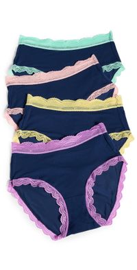 Stripe & Stare Original Knicker Four Pack Navy Neon Pastels S