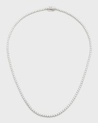 18K White Gold Round Diamond Line Necklace, 16.5"L, 7.0tcw