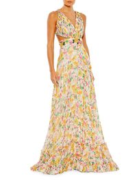 Women's Floral Tiered Gown - Nude Multi - Size 16