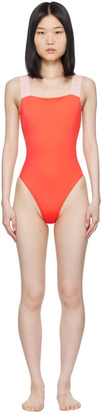Versace Underwear Orange Greca Border One-Piece Swimsuit