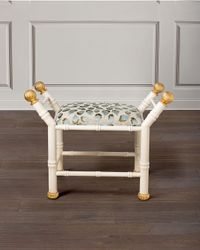 Boca Celadon Ocelot-Print Bench, White