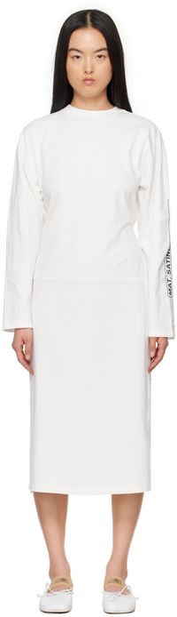 MM6 Maison Margiela White 'Mat Satiné Brillant' Midi Dress