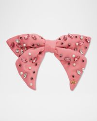 Crystal Cluster Satin Bow Barrette