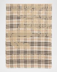 Wide EKD Check Wool Silk Scarf