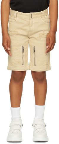 Givenchy Kids Beige Distressed Bermuda Shorts