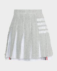 Combo Pleated 4-Bar Tweed Mini Skirt