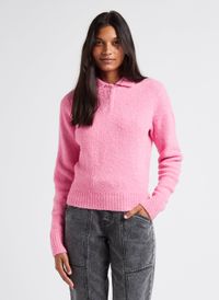 Samsoe Samsoe - Pull col polo en alpaga mélangé - Taille L - Rose