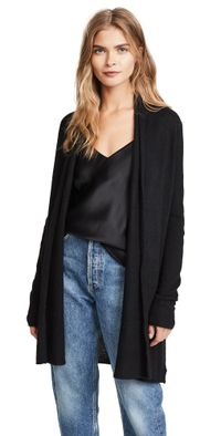 White & Warren Essential Trapeze Robe Black XS