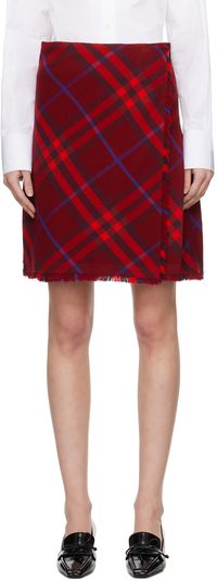 Burberry Red Check Midi Skirt