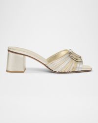 VLogo Metallic Medallion Slide Sandals