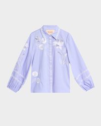Elaine Embroidered Button-Down Top
