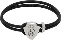 Burberry Black Leather B Shield Bracelet