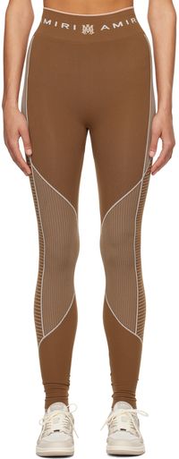 AMIRI Legging brun à assemblage sans coutures et à logo MA