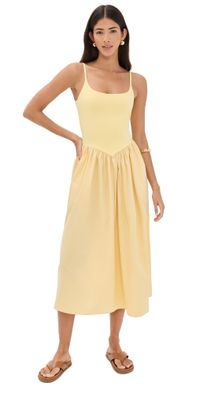 LE BOP Alix Mixed Fabric Tank Dress Heather Grey/Khaki XS