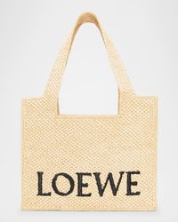 x Paula's Ibiza Font Medium Tote Bag in Raffia