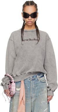 Acne Studios Pull molletonné gris à logo modifié