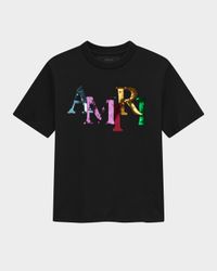 Kid's Staggered Sequin Logo Short-Sleeve T-Shirt, Size 4-12