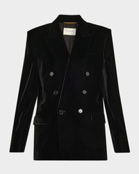 Velvet Double-Breasted Blazer