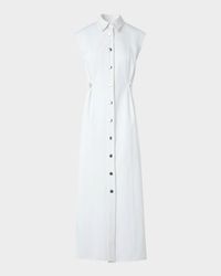 Sleeveless Cotton-Stretch Denim Midi Shirtdress