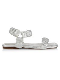 Women's Ellie Ruched Metallic Leather Sandals - Silver - Size 9.5