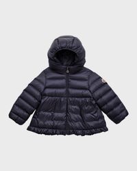 Girl's Odile A-Line Ruffle-Trim Coat, Size 12M-3