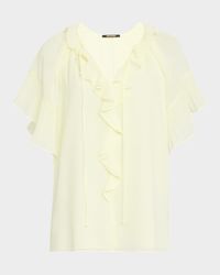 Vale Raglan-Sleeve Ruffle Blouse