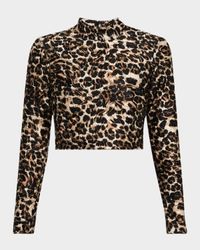 Cheetah Lyra Mock-Neck Top