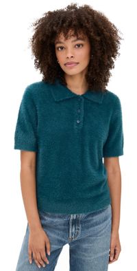 LE BOP Fuzzy Short Sleeve Polo Chocolate S