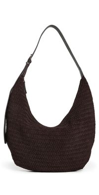 Madewell The Essential Curve Shoulder Bag in Handwoven Suede Dark Carob One Size