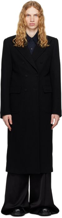 Dries Van Noten Black Tight Fit Wool Coat