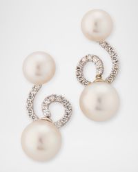 18K White Gold 10.5-13.5mm South Sea Pearl Earrings with Diamonds