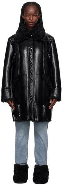 Stand Studio Manteau Ramona noir en cuir synthétique