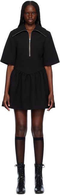 GANNI Black Bonded Crepe Minidress