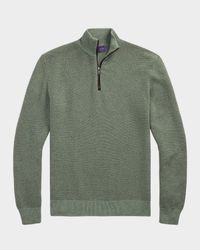 Men's Birdseye Cashmere Quarter-Zip Sweater