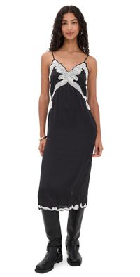 rag & bone Ann Emb Slip Dress Black 14