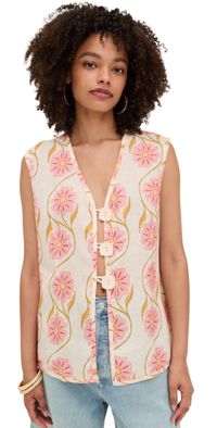VRG GRL Lorena Linen Vest Bloom S