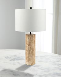 Aurembra 28" Matte Travertine Table Lamp with Linen Shade
