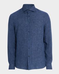 Men's Linen Spread Collar Button-Down Shirt