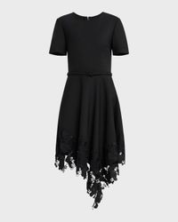 Orchid Guipure Asymmetric Hem Wool Dress