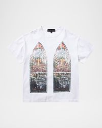 Men's Faded Stained Glass Printed Cotton T-Shirt