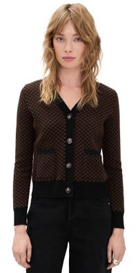 LE BOP Annie Checkerboard Cardigan Oatmeal/Khaki XXL