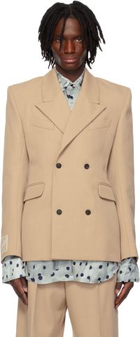 EGONlab Veston ajusté beige à double boutonnage