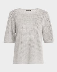 Crewneck Mesh-Knit Sweater