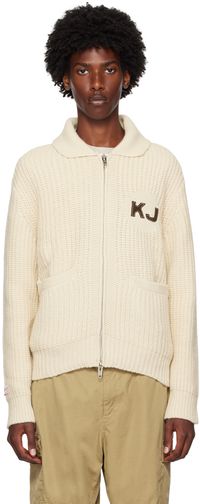 Kijun Cardigan Cowichan beige à glissière bidirectionnelle