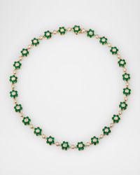 18K Yellow Gold Colombian Emerald and Diamond Flora Choker